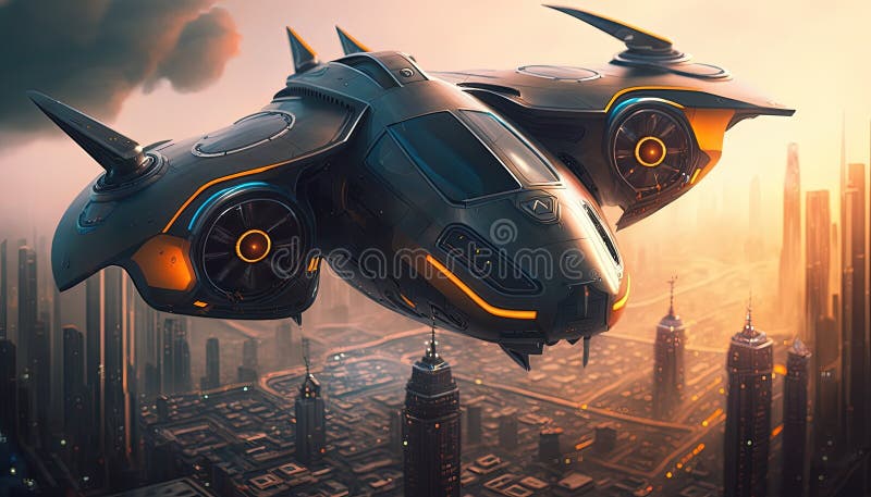 Policja lotnicza obserwacja drona quadcopter miejska policja lotnicza. ai generacyjne ilustracja wektor