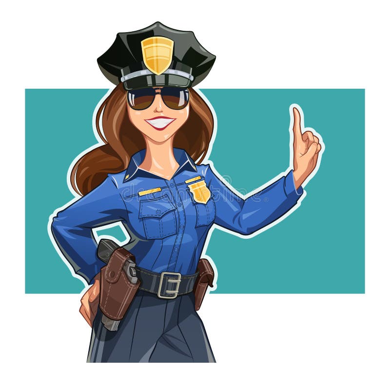 Policía-oficial hermoso de la muchacha en uniforme stock de ilustración Policía-oficial hermoso de la muchacha en uniforme stock de ilustración