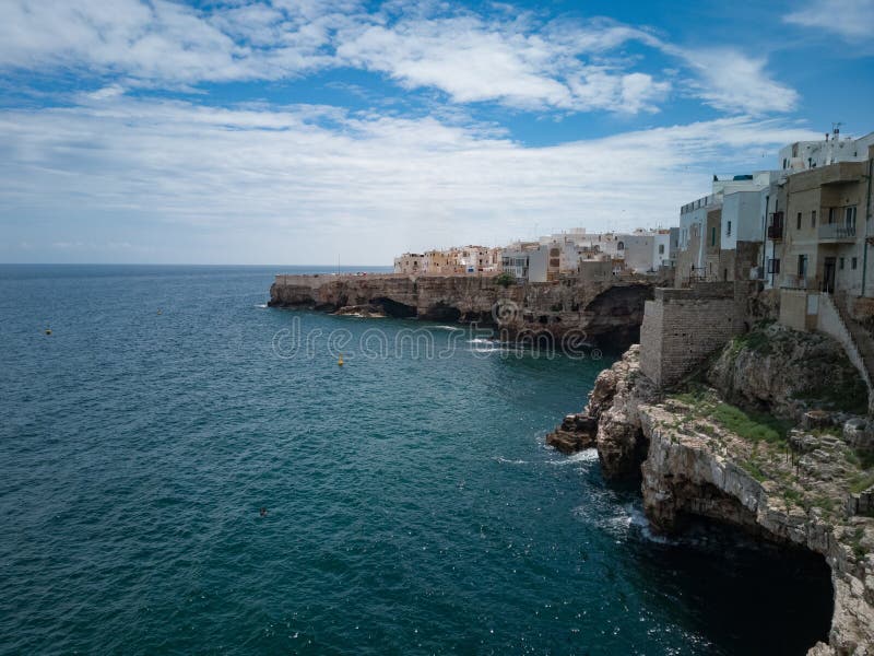 panorama of the cliff of Polignano a Mare Grotta Palazzese province of Bari. panorama of the cliff of Polignano a Mare Grotta Palazzese province of Bari