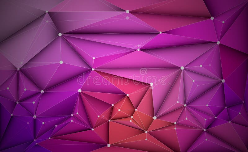 Poligonal cu fond albastru roșu. concept de conexiune la rețea futuristă informatică abstractă stock illustration