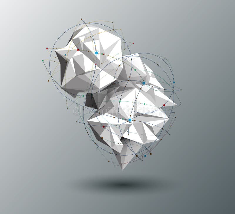 Poligonal cu fond gri deschis. concept de conexiune la rețea futuristă informatică abstractă royalty free illustration