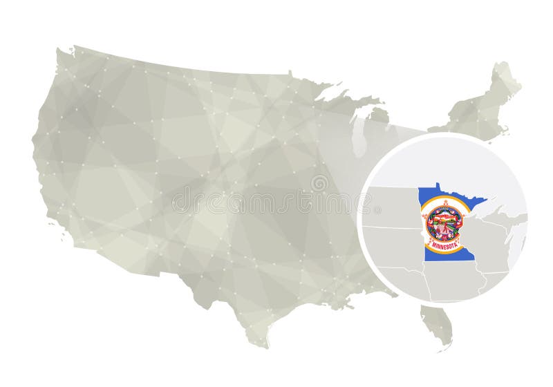 Poligonalna abstrakcjonistyczna usa mapa z powiększającym Minnestoa stanem ilustracja wektor Poligonalna abstrakcjonistyczna usa mapa z powiększającym Minnestoa stanem ilustracja wektor