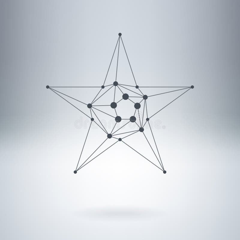 Poligonalna gwiazda, Nowożytny elegancki logo z kropkami lowpoly Projekt el royalty ilustracja Poligonalna gwiazda, Nowożytny elegancki logo z kropkami lowpoly Projekt el royalty ilustracja