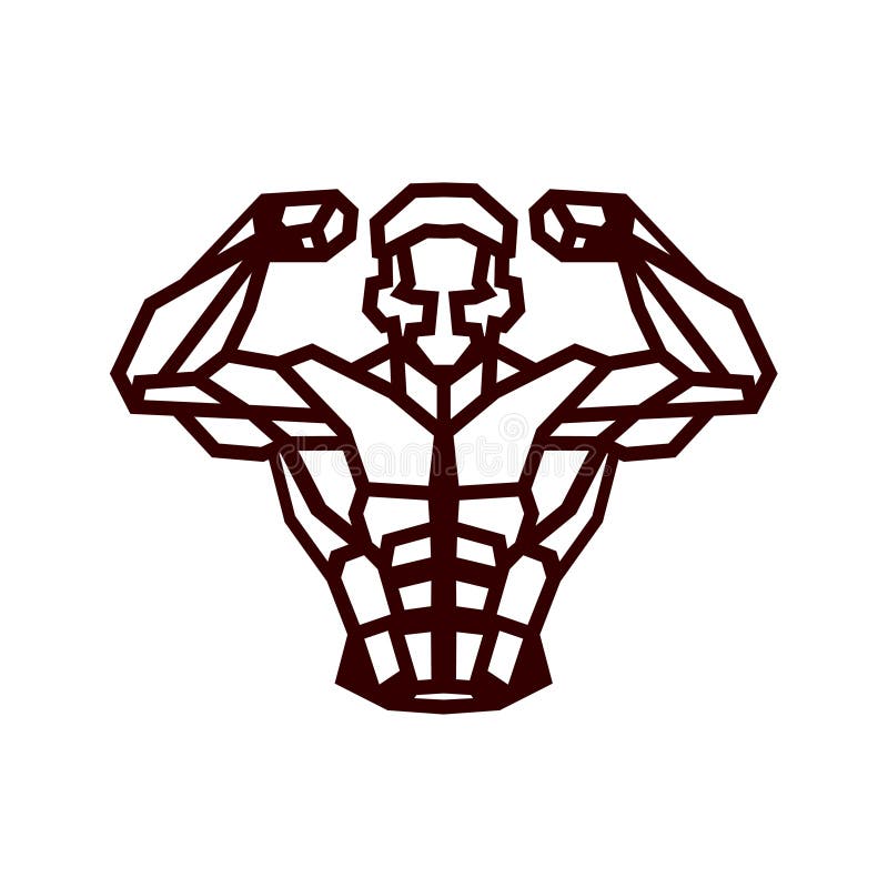 Poligonalnego konturu bodybuilder wektorowy logo royalty ilustracja Poligonalnego konturu bodybuilder wektorowy logo royalty ilustracja