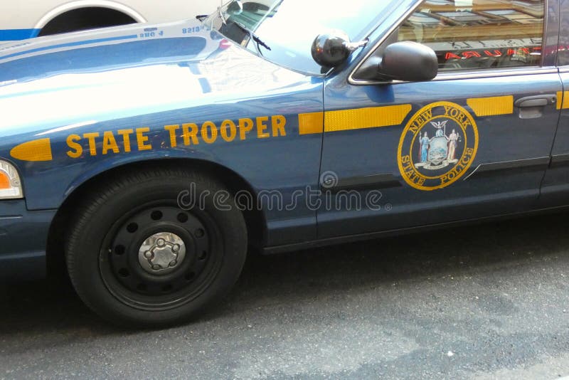 A New York State Police car parked in Manhattan. The New York State Police is the official state police force of the U.S. state of New York, and employs over 5,000 sworn state troopers. A New York State Police car parked in Manhattan. The New York State Police is the official state police force of the U.S. state of New York, and employs over 5,000 sworn state troopers.