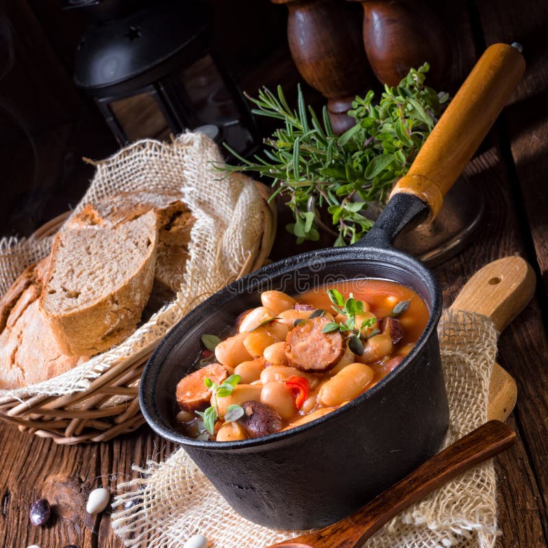 Polish Baked Beans with Sausage Stock Image Image of baked, food