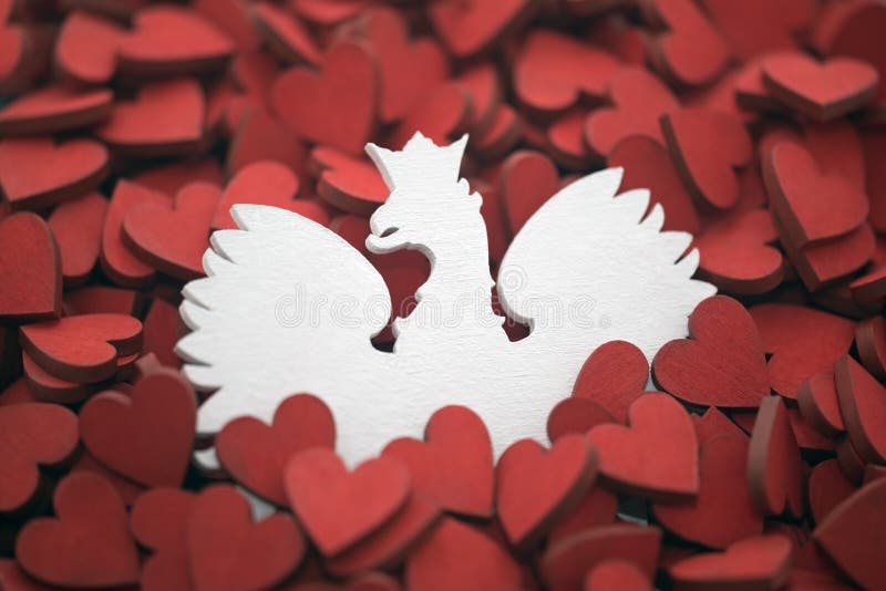 Polish coat of arms on red hearts