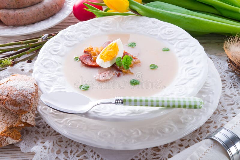 Polish Easter soup with egg