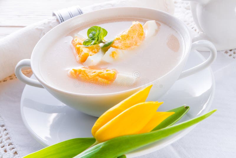 Polish Easter soup with egg