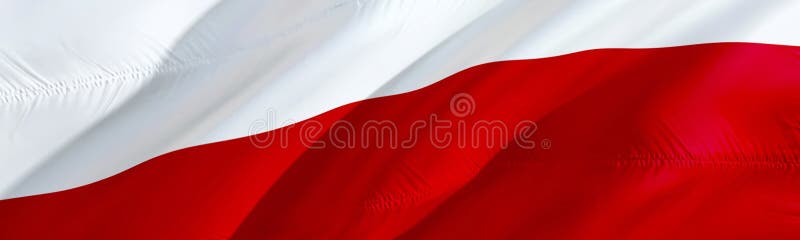 Polish flag. Flag of Poland. 3D Waving flag design,3D rendering. The national symbol of Poland background wallpaper. 3D ribbon stock illustration