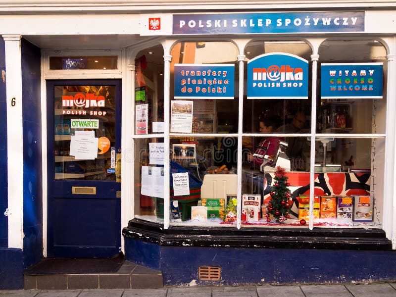 Polish Grocery Shop in UK editorial photography. Image of display