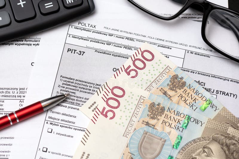 Polish Tax Form, Polish Banknotes. Tax Stock Photo Image of