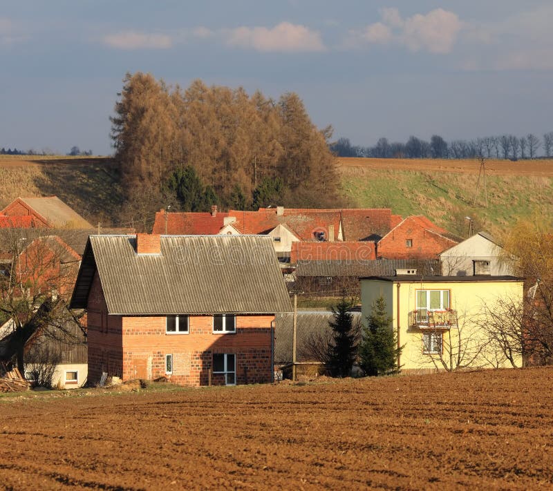 Old village in Poland. Old rural village scenic. Poland, Kashubian region (Wdzyd