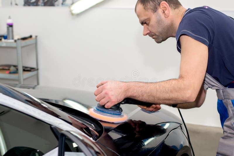 Polished black car stock image. Image of automobile, polisher 95023877