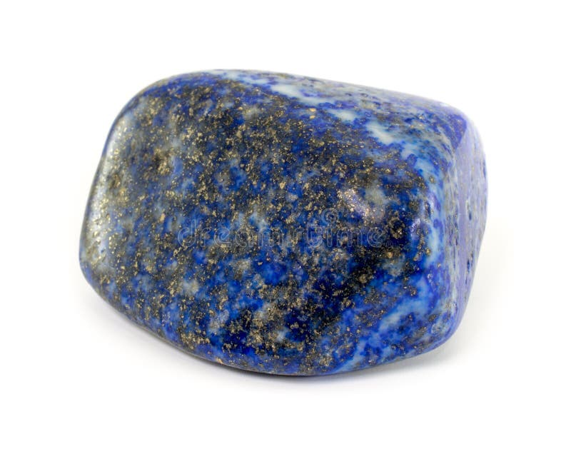 Lapis Lazuli Gemstone With Golden Color Pyrites Isolated On White