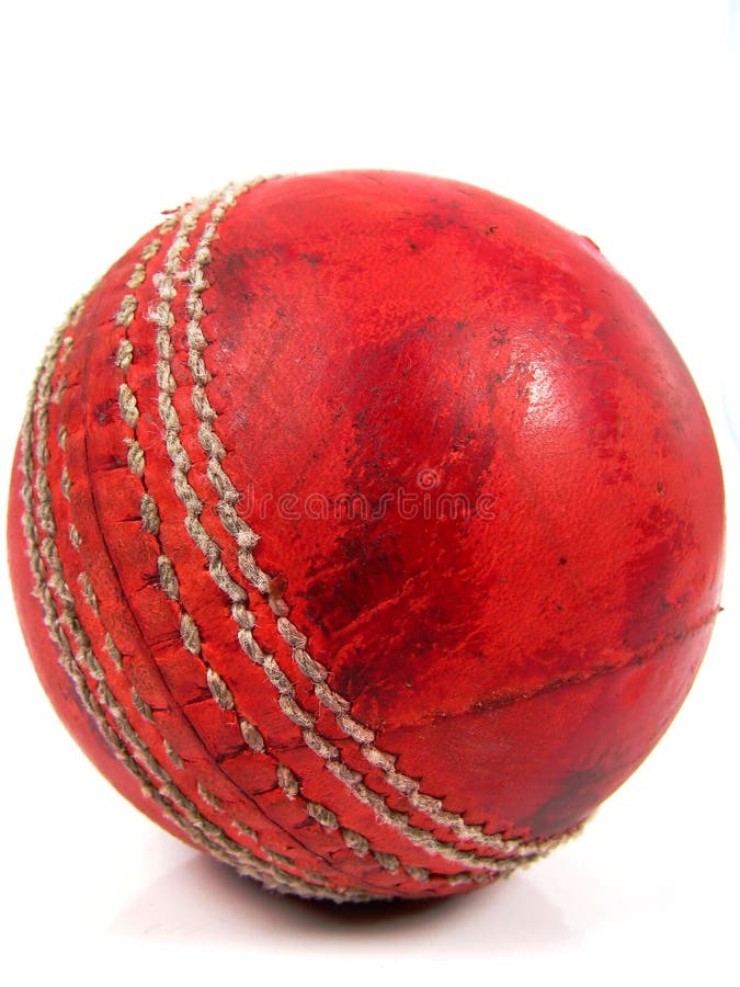 Polished red cricket ball