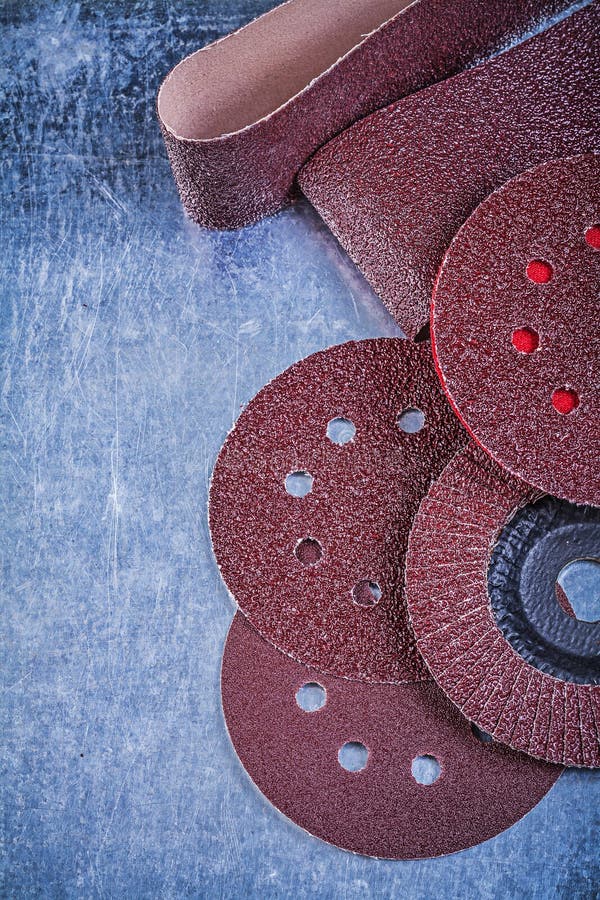 Polishing Paper Sanding Discs Abrasive Flap Wheels on Metallic B Stock Photo Image of roll