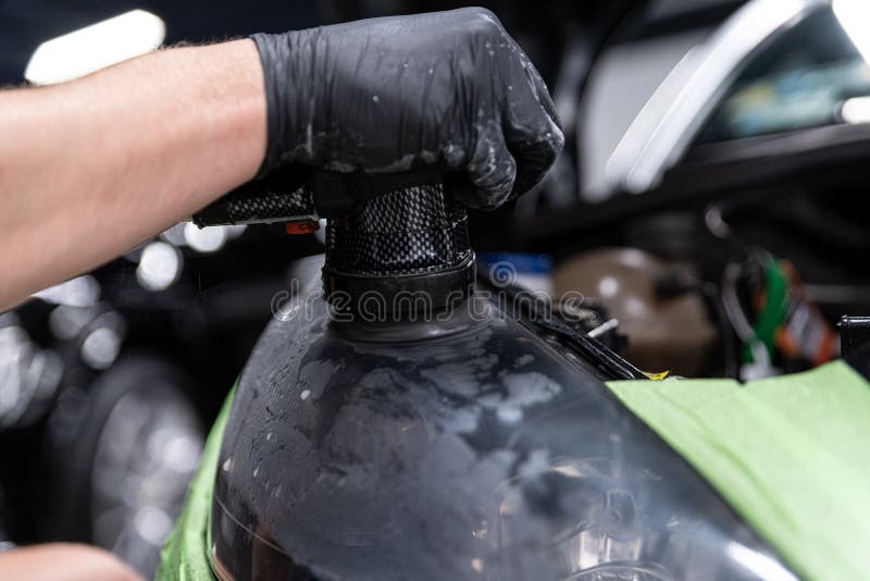 Polishing and Restoration of Car Headlights. Stock Image Image of