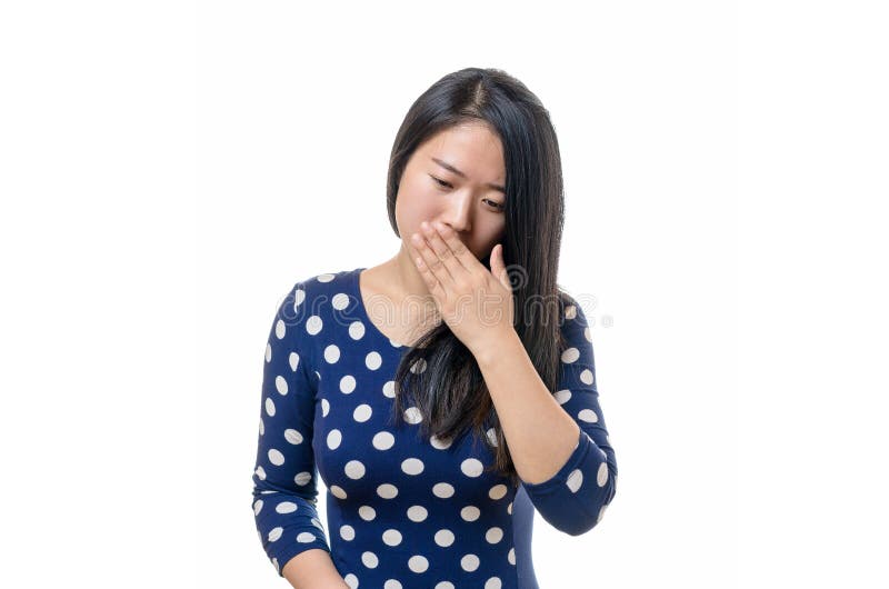 Polite Young Chinese Woman Coughing Stock Image - Image of winter ...