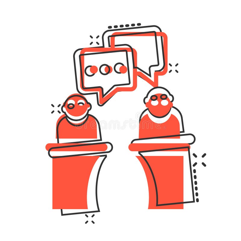 Politic Debate Icon in Comic Style. Presidential Vector Cartoon