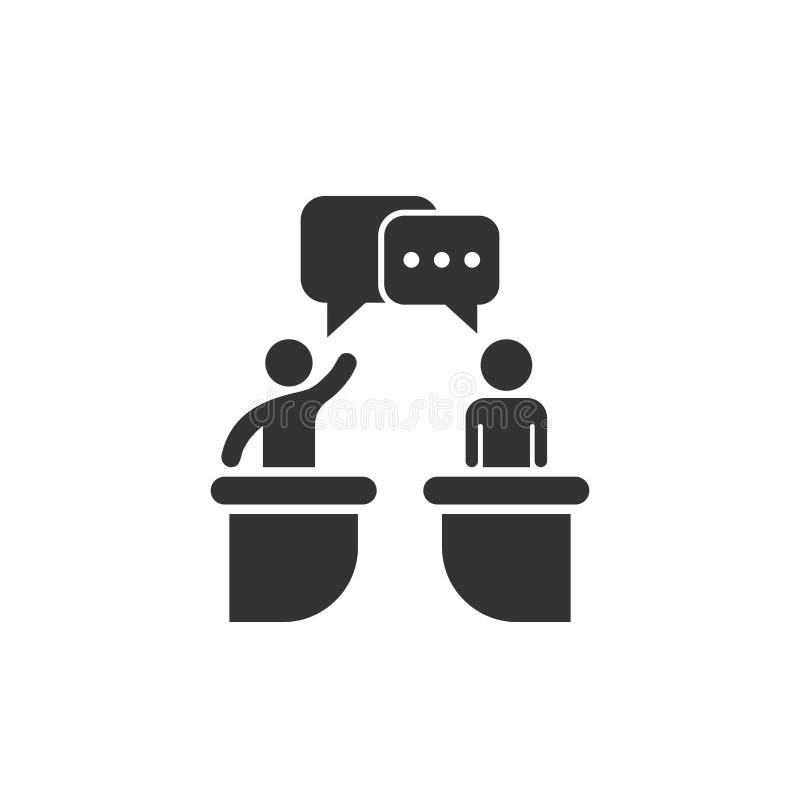Politic Debate Icon in Flat Style. Presidential Debates Vector I Stock