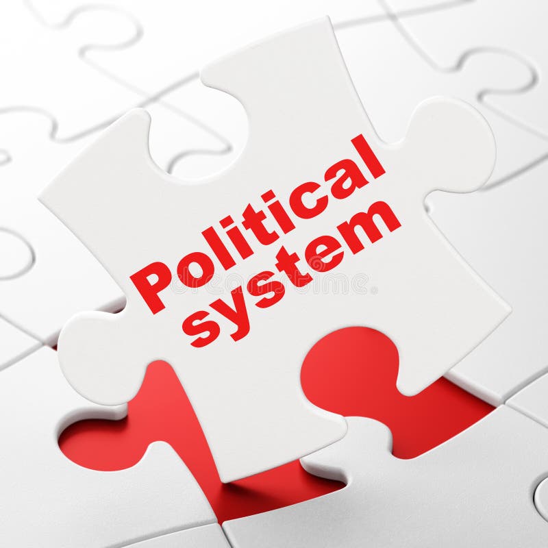 Political Concept Political System on Puzzle Background Stock
