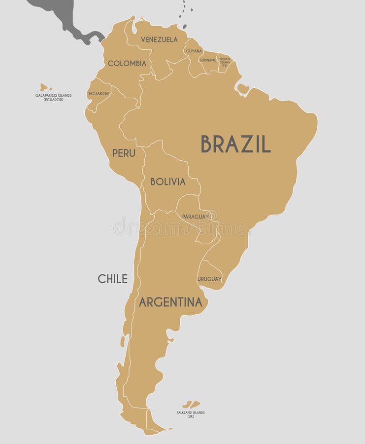 Political South America Map vector illustration. royalty free illustration