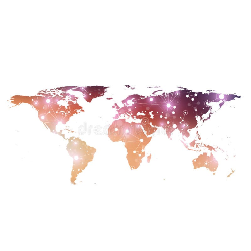 Political World Map with global technology networking concept. Digital data visualization. Lines plexus. Big Data stock illustration Political World Map with global technology networking concept. Digital data visualization. Lines plexus. Big Data stock illustration