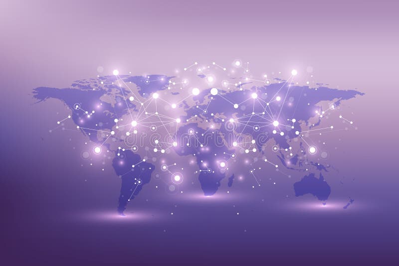 Political World Map with global technology networking concept. Digital data visualization. Lines plexus. Big Data vector illustration Political World Map with global technology networking concept. Digital data visualization. Lines plexus. Big Data vector illustration