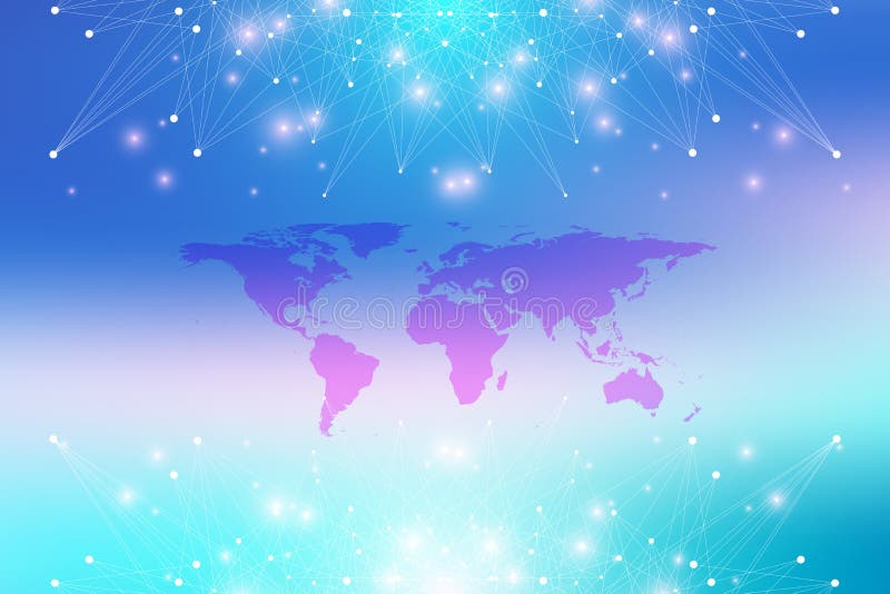 Political World Map with global technology networking concept. Digital data visualization. Lines plexus. Big Data royalty free illustration Political World Map with global technology networking concept. Digital data visualization. Lines plexus. Big Data royalty free illustration