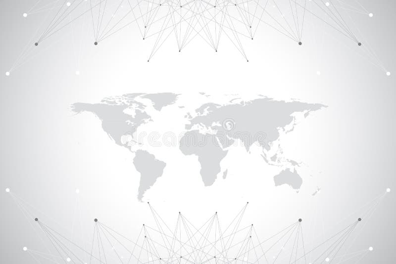 Political World Map with global technology networking concept. Digital data visualization. Lines plexus. Big Data vector illustration Political World Map with global technology networking concept. Digital data visualization. Lines plexus. Big Data vector illustration