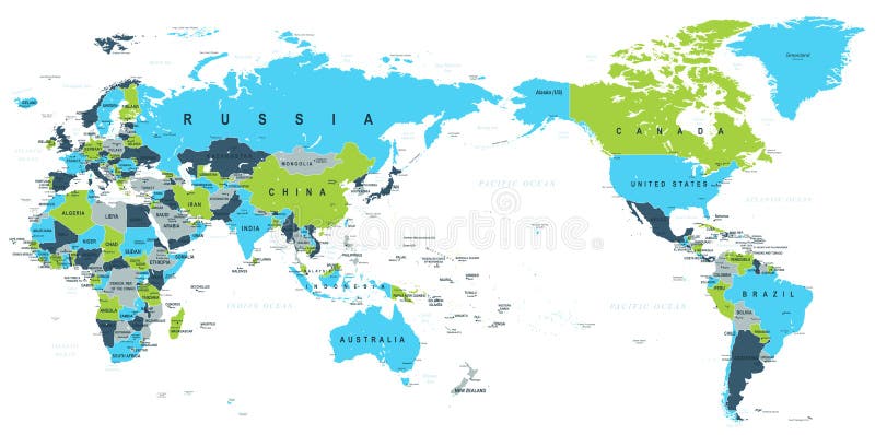 Political World Map Pacific Centered Stock Illustration Illustration Political World Map Pacific Centered Vector Political World Map Pacific Centered 109141919