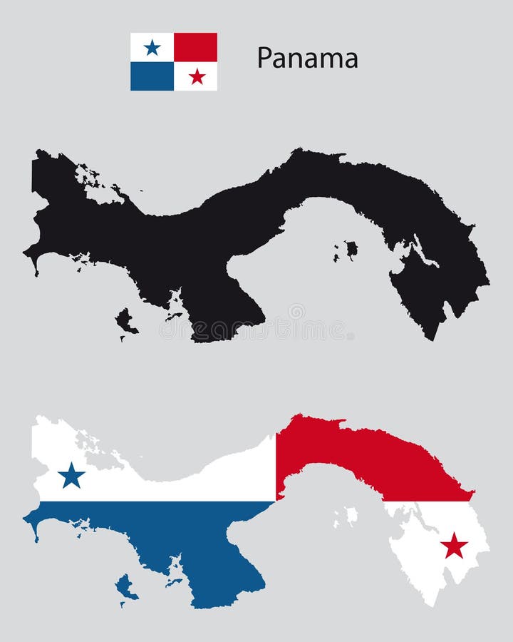 Politiek de kaartsilhouet van het land van Panama met de vlag van Panama stock illustratie Politiek de kaartsilhouet van het land van Panama met de vlag van Panama stock illustratie