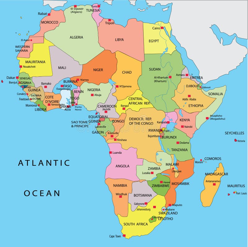 Politische Karte Von Afrika Stock Abbildung Illustration Politische Karte Von Afrika Stock Abbildung Illustration