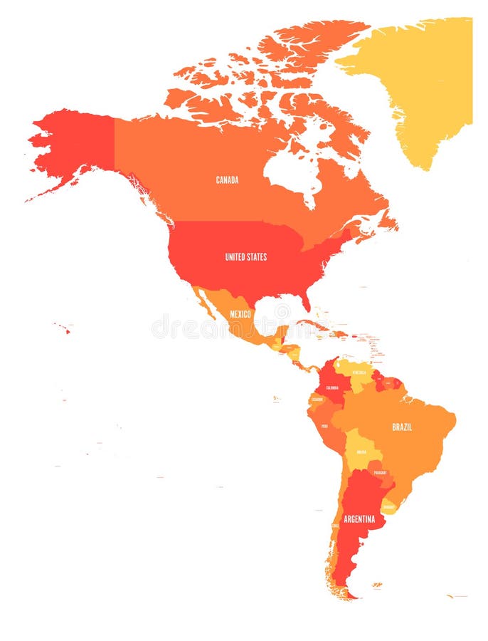 Politisk översikt av Americas i fyra skuggor av apelsin vektor illustrationer Politisk översikt av Americas i fyra skuggor av apelsin vektor illustrationer