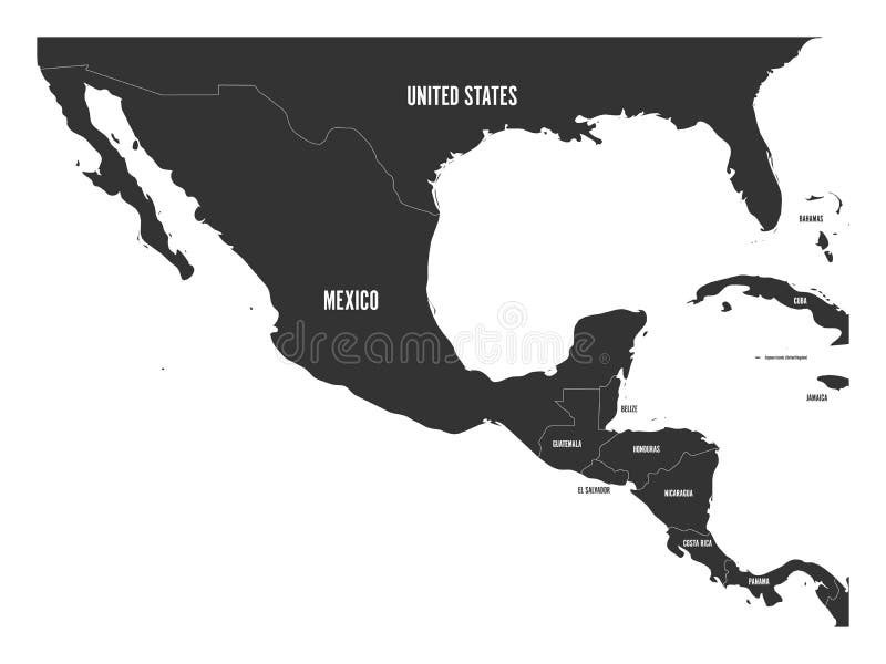 Politisk översikt av Central America och Mexico i mörka grå färger Enkel plan vektorillustration vektor illustrationer Politisk översikt av Central America och Mexico i mörka grå färger Enkel plan vektorillustration vektor illustrationer