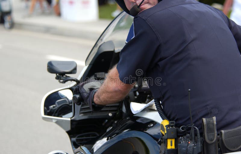 The back of a motorcycle police. The back of a motorcycle police