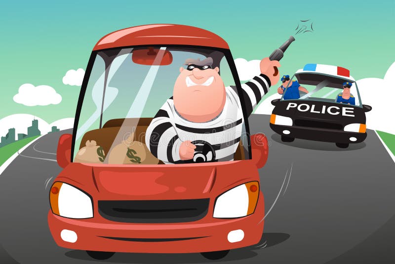 Polizia che insegue i criminali in un'automobile sulla strada principale royalty illustrazione gratis Polizia che insegue i criminali in un'automobile sulla strada principale royalty illustrazione gratis
