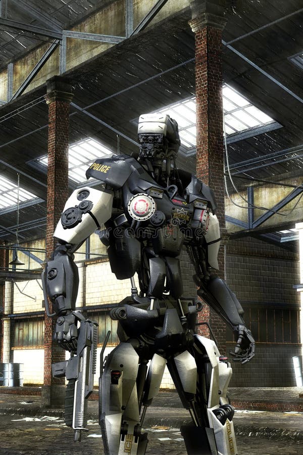 Robot Police 3D render science fiction illustration. Robot Police 3D render science fiction illustration