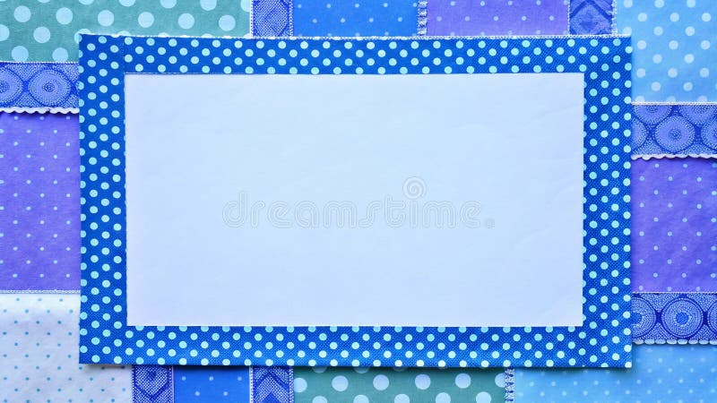 Polka Dot and Pattern Border with Paper Texture and Blue Serenity Palette royalty free illustration