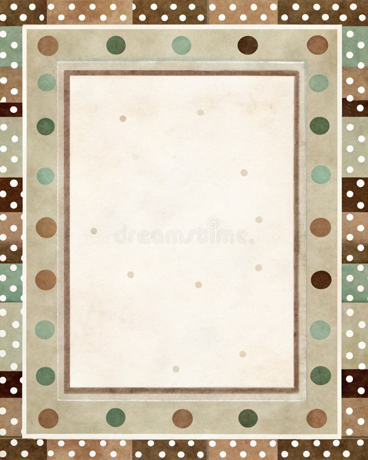 Polka Dot and Pattern Border with Paper Texture and Earthy Elegance Palette vector illustration