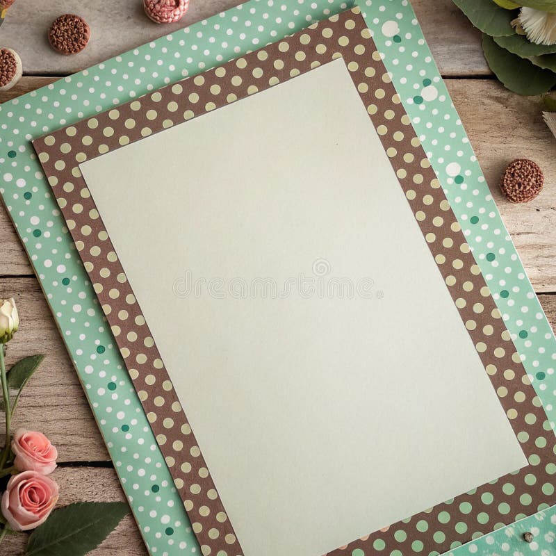 Polka Dot and Pattern Border with Paper Texture and Earthy Elegance Palette vector illustration