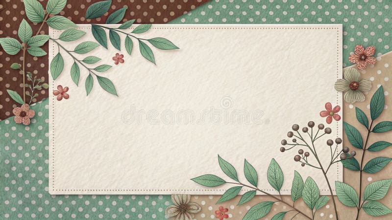 Polka Dot and Pattern Border with Paper Texture and Earthy Elegance Palette stock illustration
