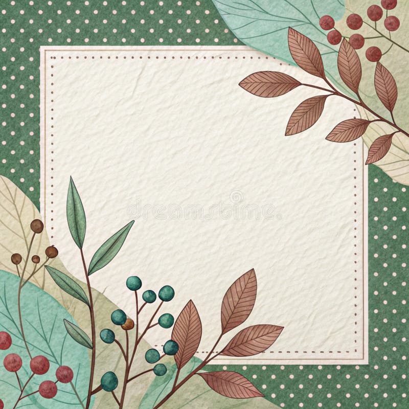 Polka Dot and Pattern Border with Paper Texture and Earthy Elegance Palette vector illustration