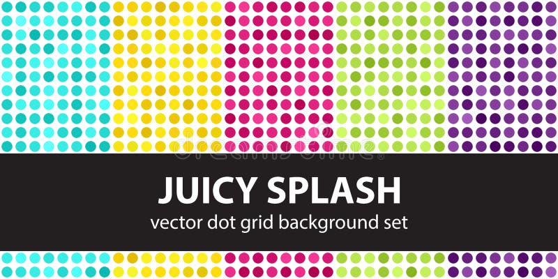Polka dot pattern set Juicy Splash. Vector seamless geometric dot backgrounds vector illustration