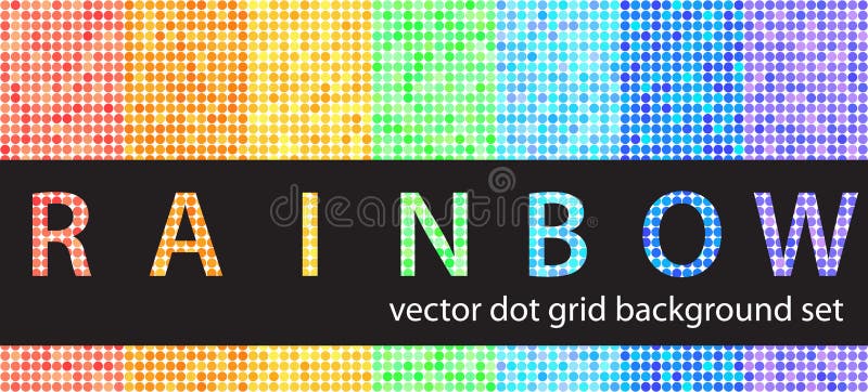 Polka dot pattern set Rainbow. Vector seamless geometric backgrounds stock illustration