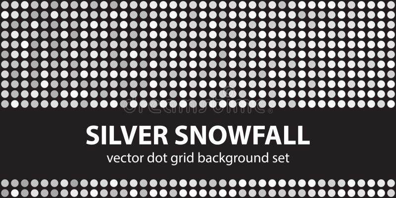Polka dot pattern set Silver Snowfall. Vector seamless geometric royalty free illustration