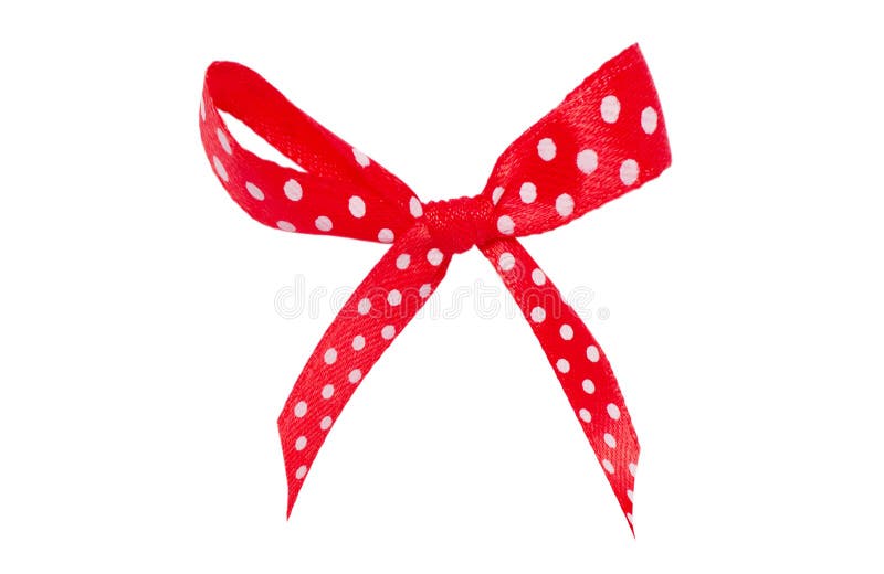 Red Polka Dot Ribbon with Bow of Them Isolated on White Background
