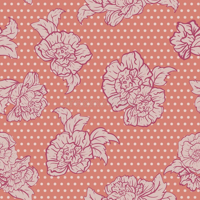 Polka Dot Roses de vecteur à l'arrière-plan sans couture orange rouge de modèle de ND illustration de vecteur Polka Dot Roses de vecteur à l'arrière-plan sans couture orange rouge de modèle de ND illustration de vecteur