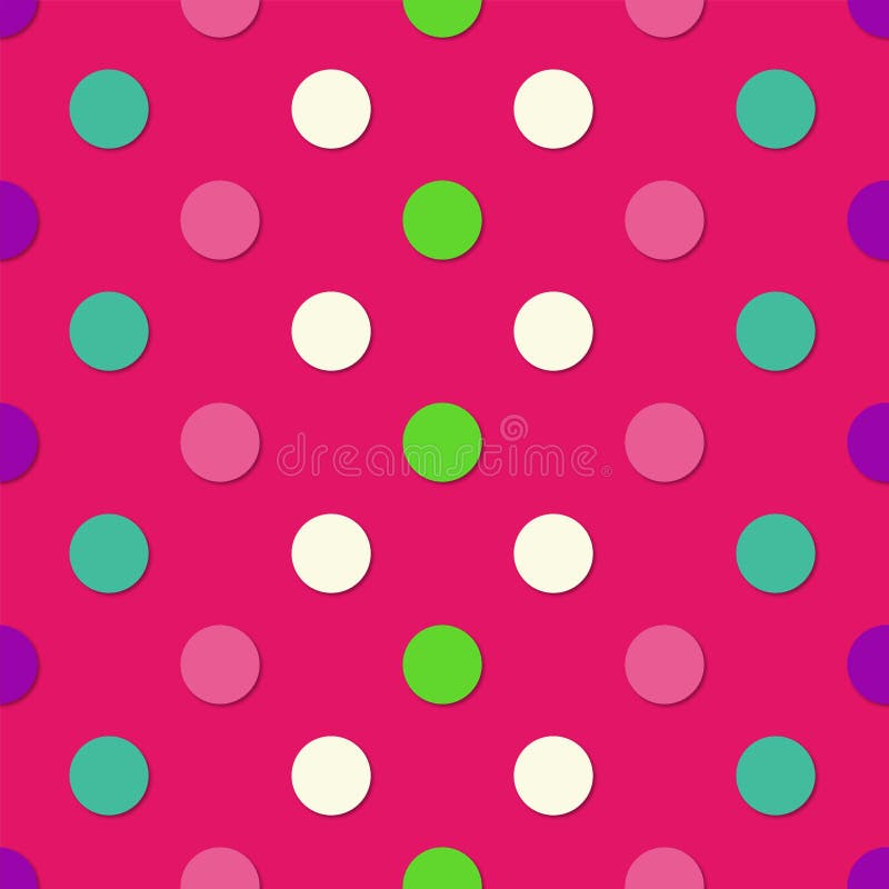 Polka dots colorfull seamless pattern. 3d vector background. Retro style print